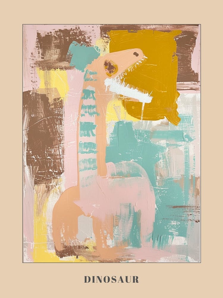 Muted Peach Pastels Dinosaur Poster