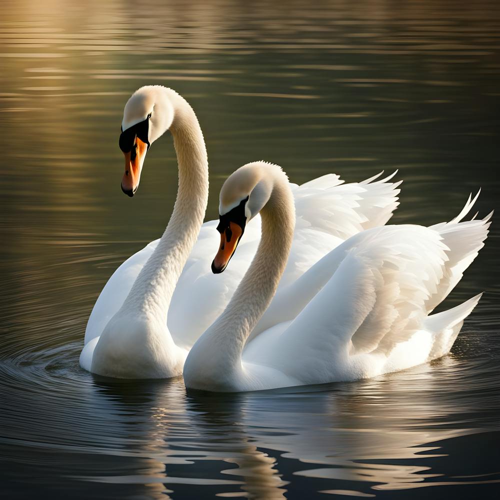 A Pair Of Swans Swimming Together Gracefully Symbolizing The Enduring Nature Of Love