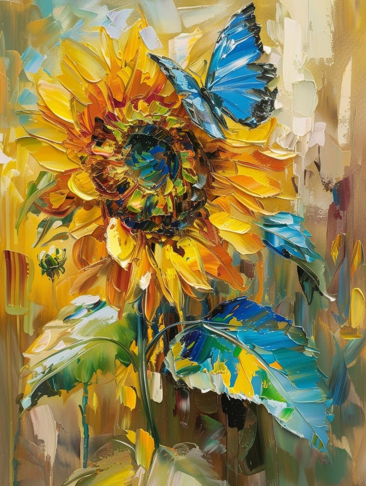 Sunflower And Butterfly