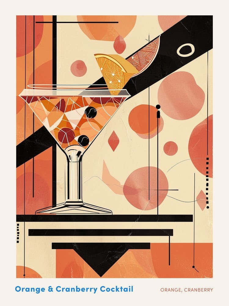 Art Deco Fruity Orange & Cranberry Cocktail 2 Poster