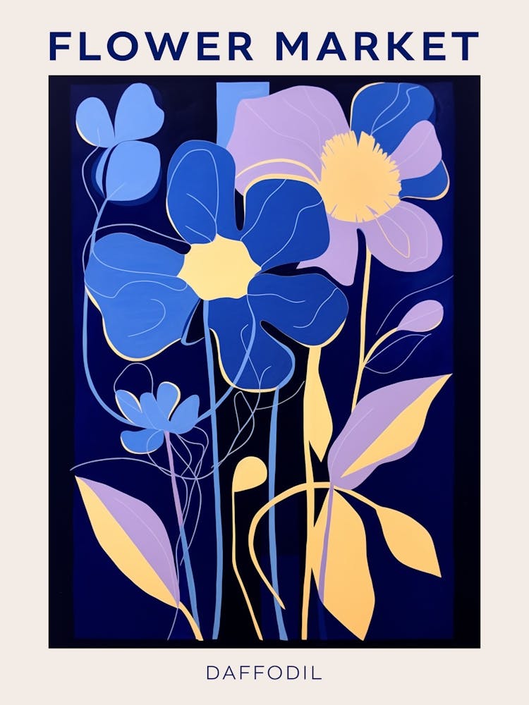 Blue Flower Market Poster Daffodil 2