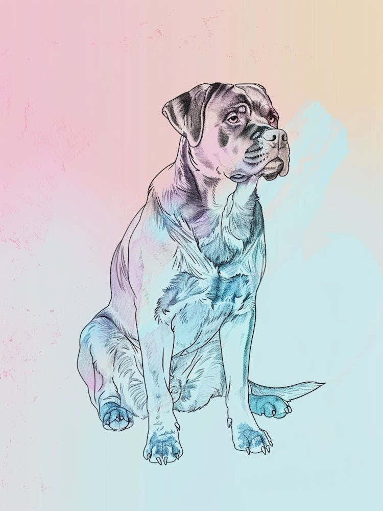 Watercolour Rottweiler Dog Line Illustration 2