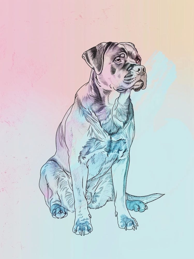 Watercolour Rottweiler Dog Line Illustration 2