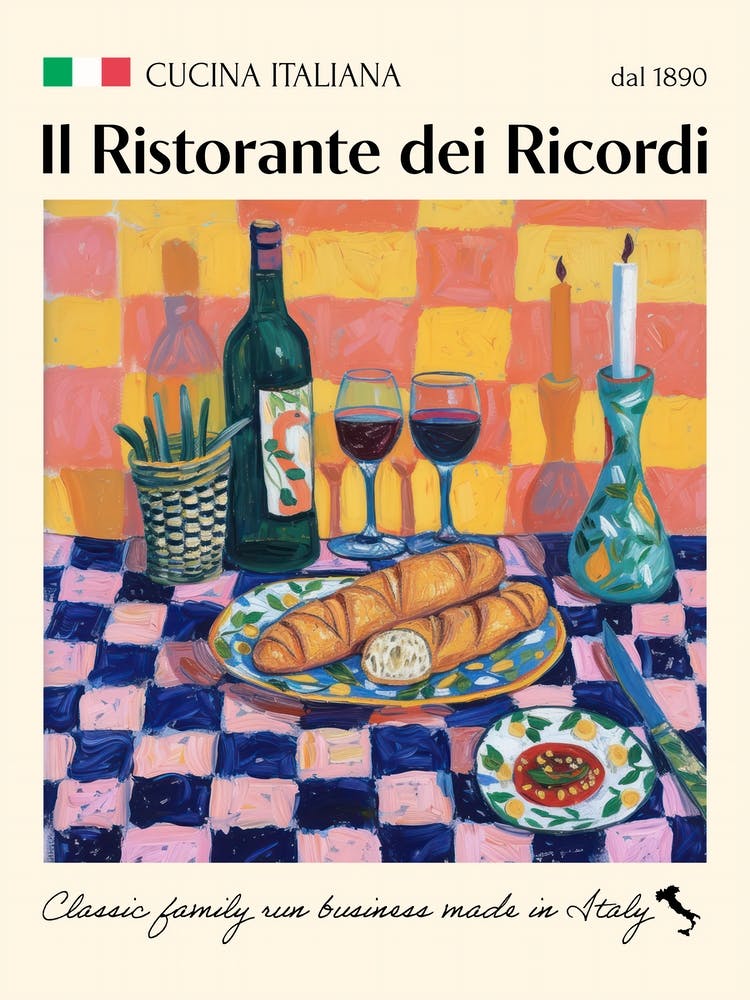 Il Ristorante Dei Ricordi Trattoria Italian Poster Food Kitchen