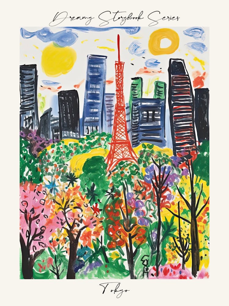 Poster Of Tokyo, Dreamy Storybook Illustration 3