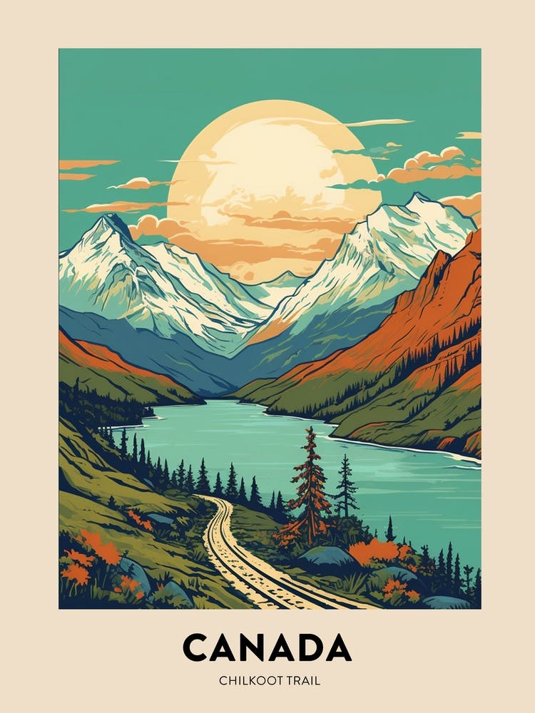 Chilkoot Trail Canada 1 Vintage Hiking Travel Poster