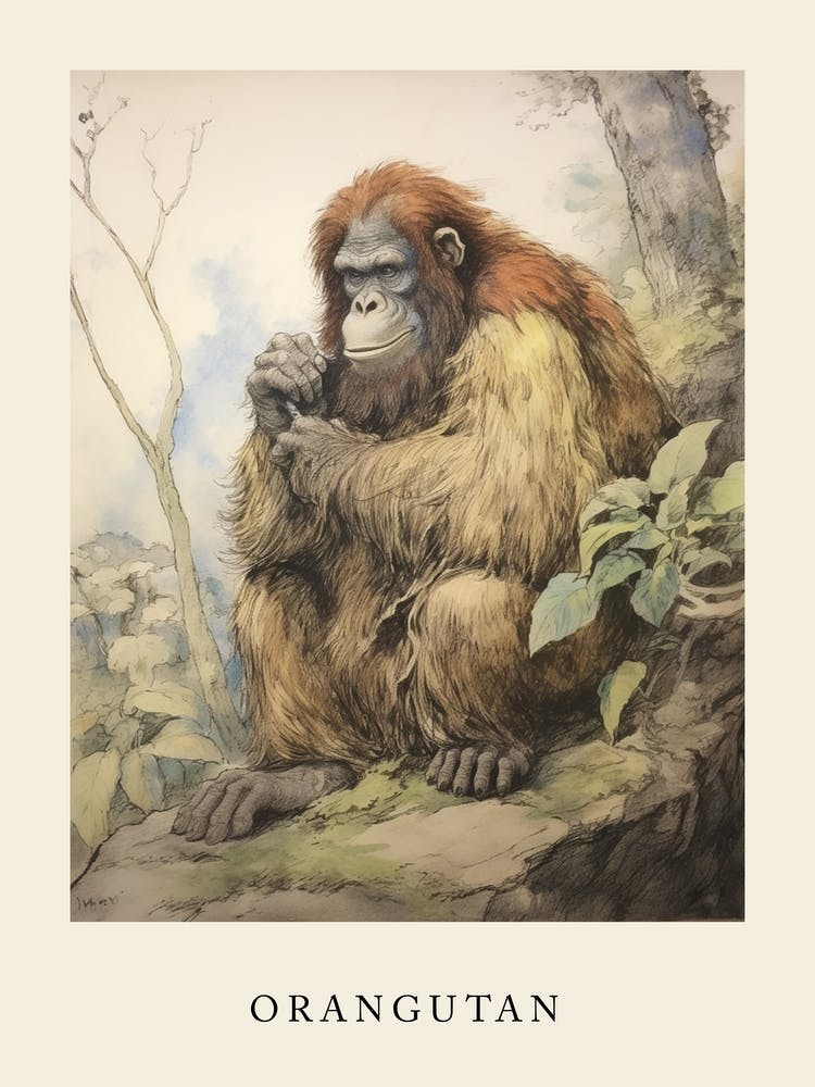 Beatrix Potter Inspired  Animal Watercolour Orangutan