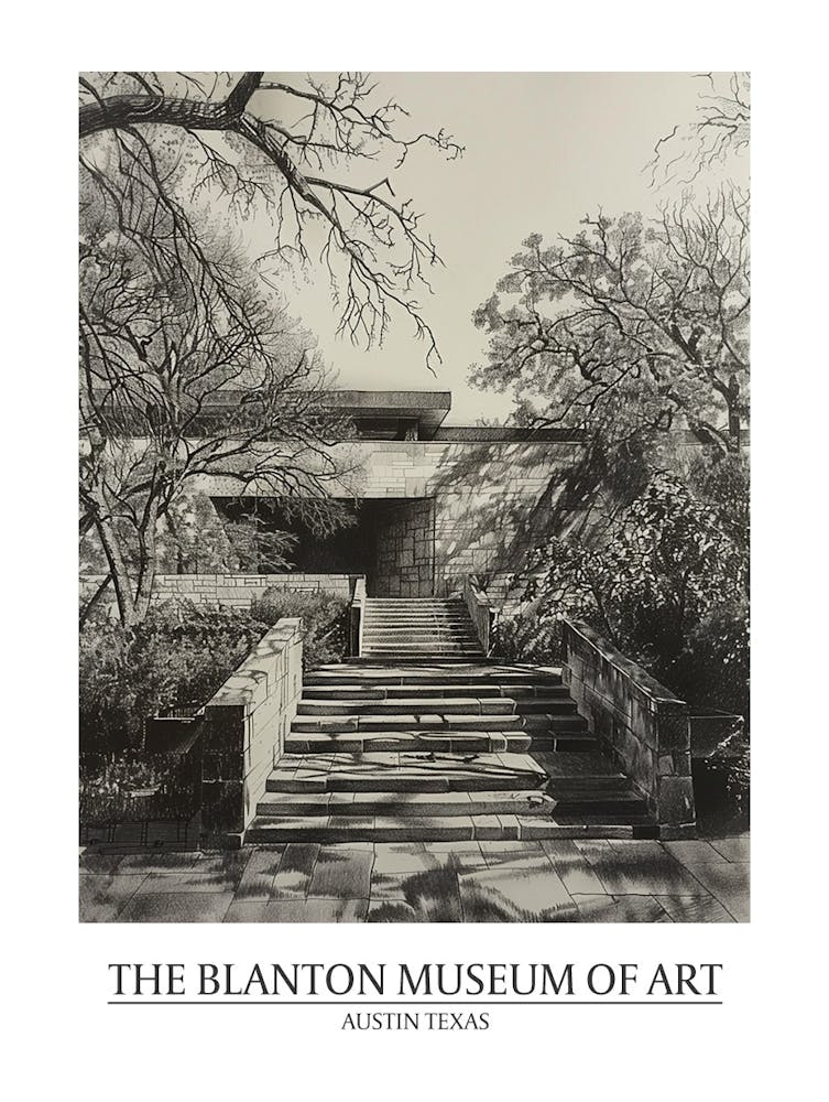 The Blanton Museum Of Art Austin Texas Black And White Drawing 2 Poster