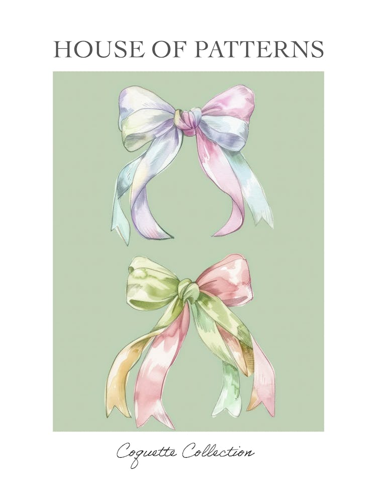 Rainbow Green Bows Pattern Poster