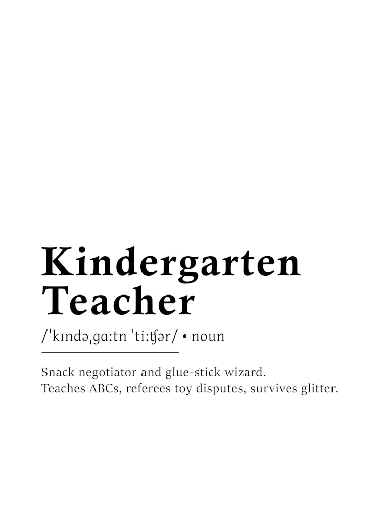 Kindergarten Teacher Definition Poster - Dictionary