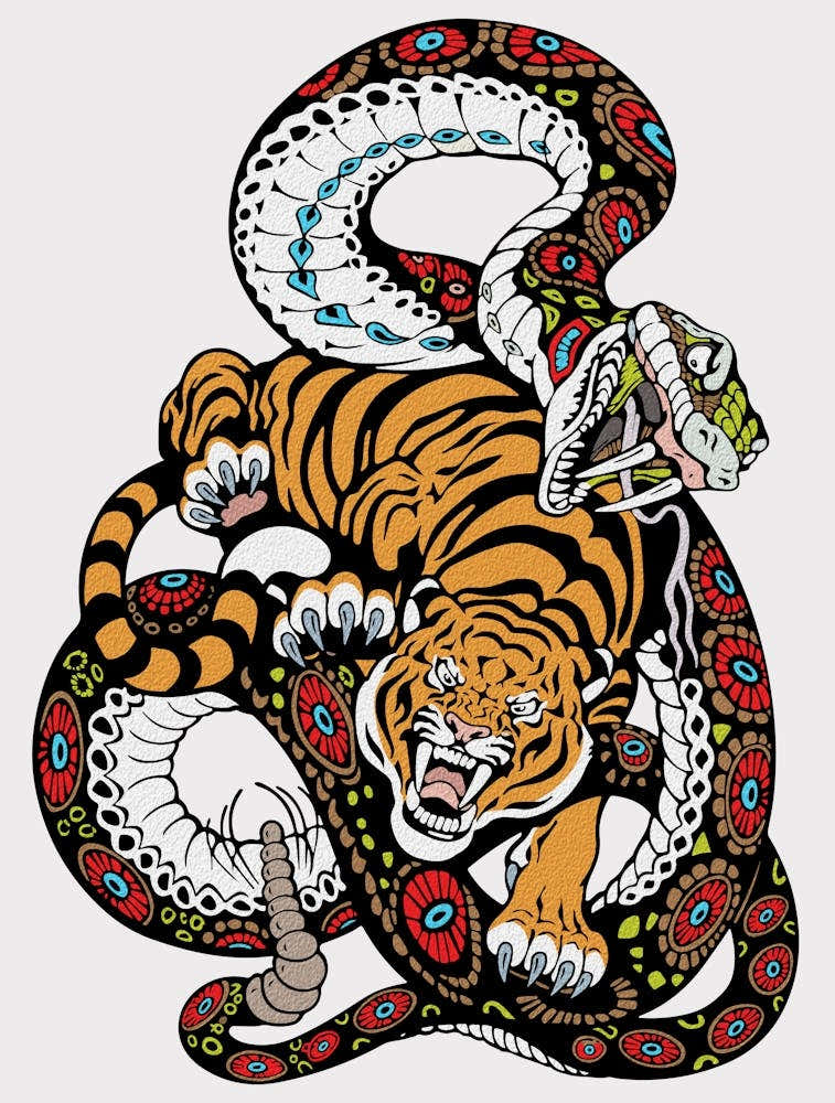 Epic Battle Tiger Vs Snake Art