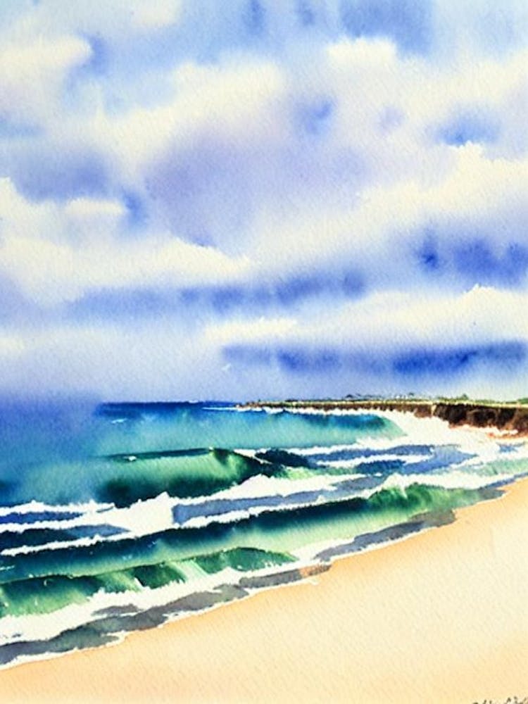 Collaroy Beach 4, Australia Watercolour