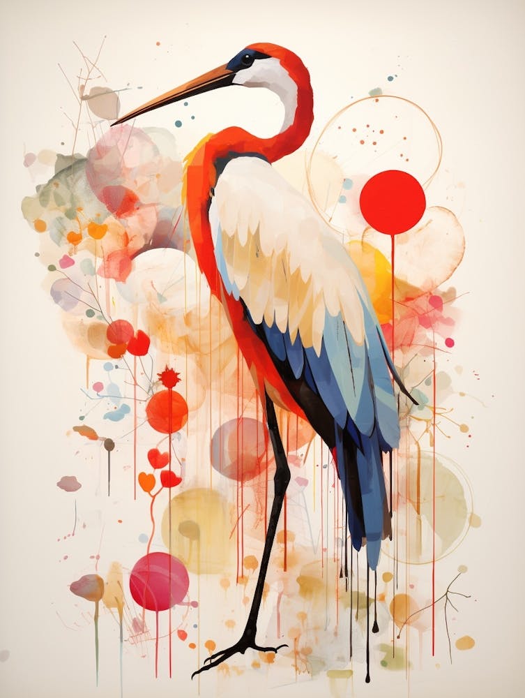 Bird Painting Collage Stork 3