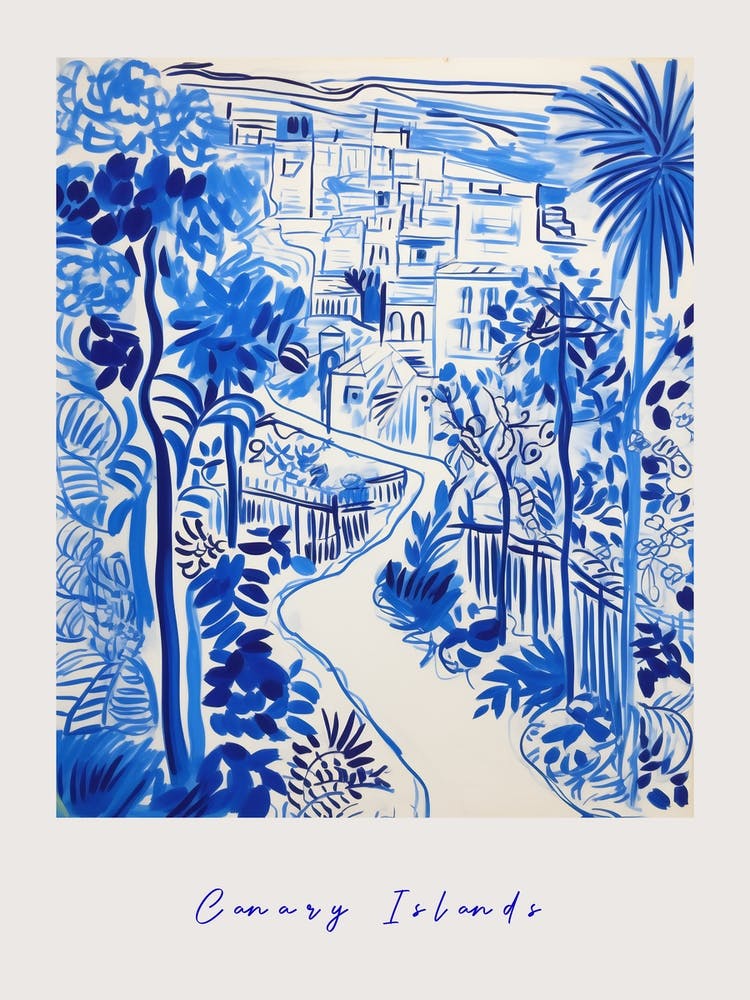 Canary Islands Spain Mediterranean Blue Drawing Poster