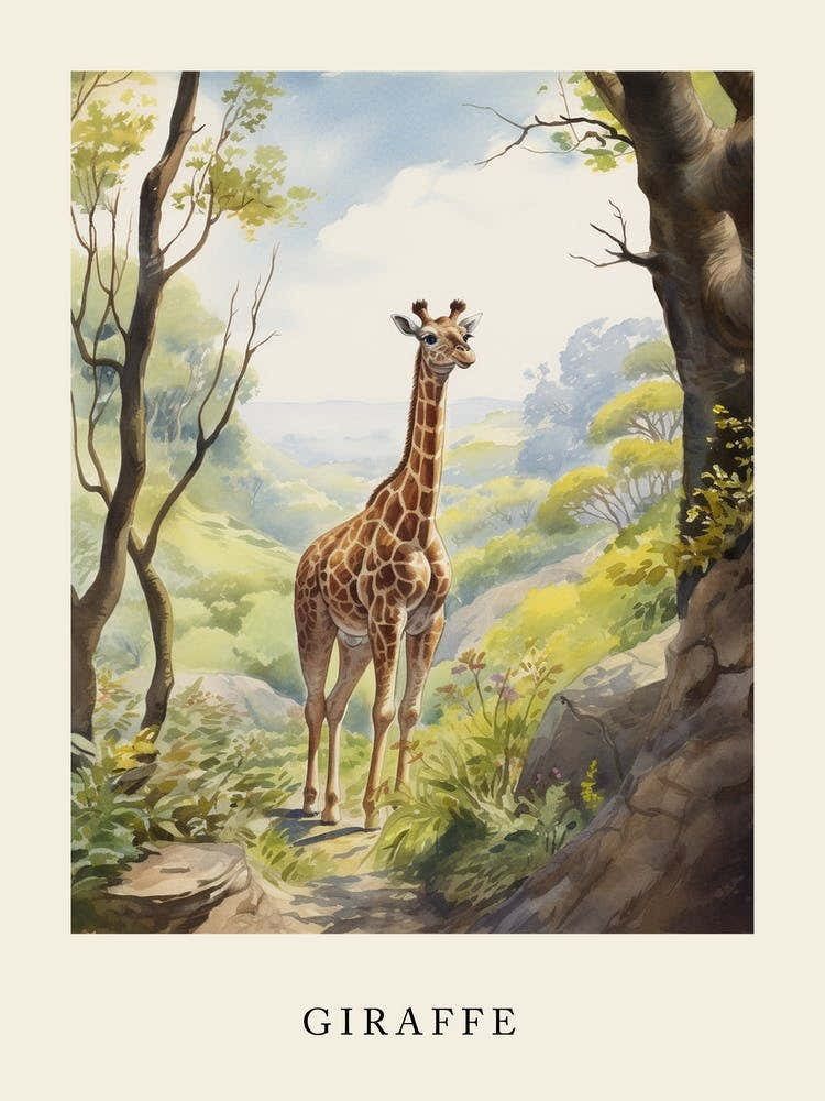 Beatrix Potter Inspired  Animal Watercolour Giraffe 1