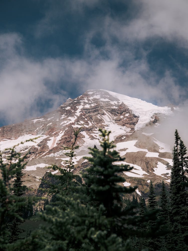 Cloudy Mount Rainier