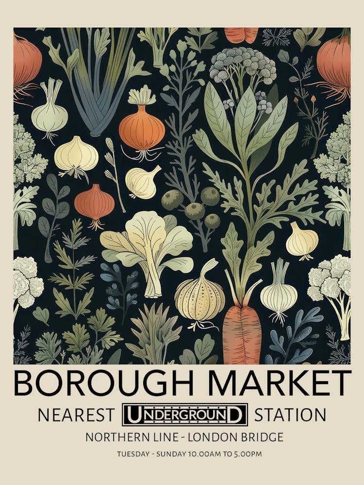 Borough Market 1 Vintage Underground Travel Poster
