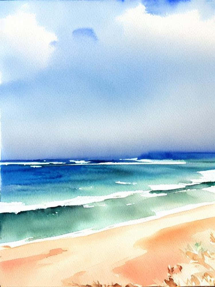 Portsea Back Beach 2, Australia Watercolour