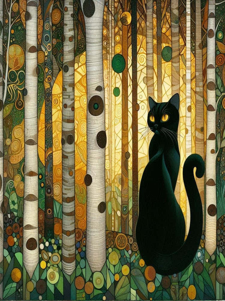 black Cat In The Woods