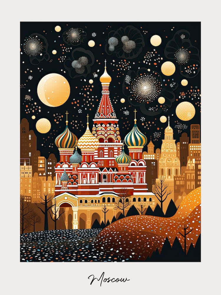 Poster Of Moscow, Illustration In The Style Of Pop Art 1