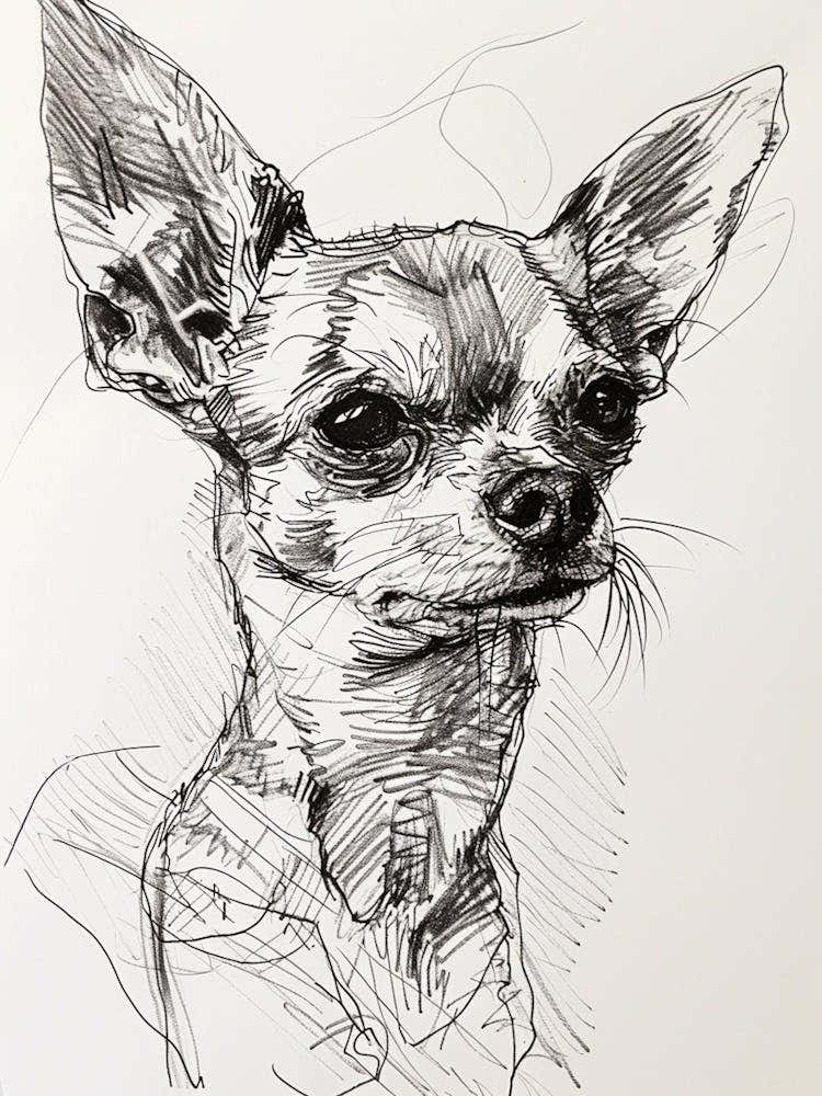 Chihuahua Dog Line Sketch 1