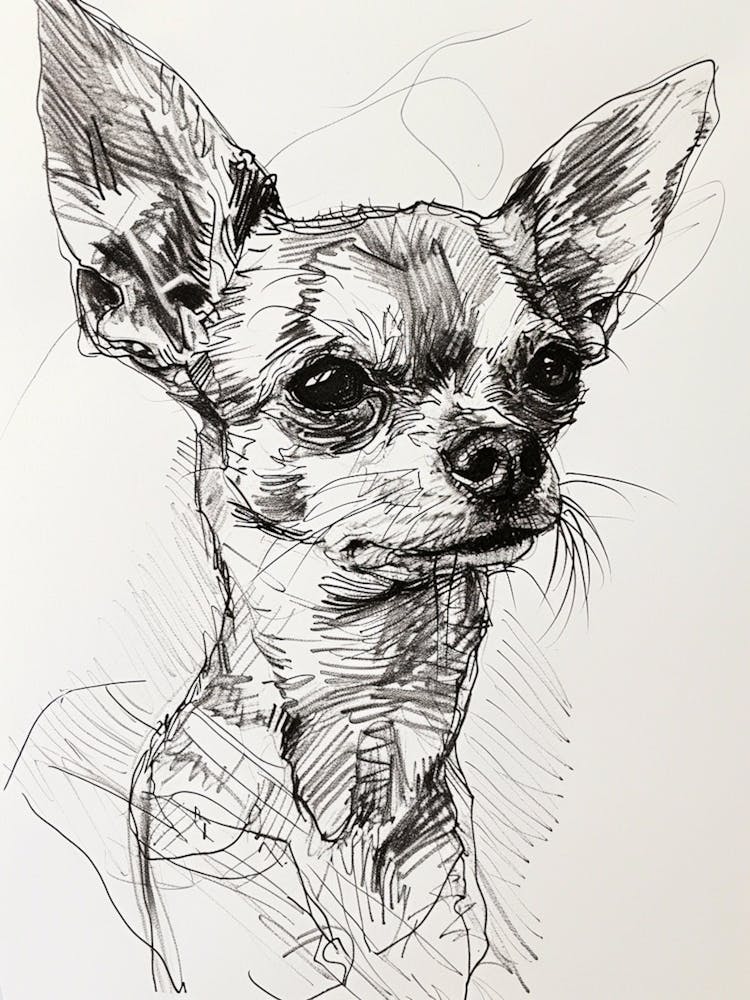 Chihuahua Dog Line Sketch 1