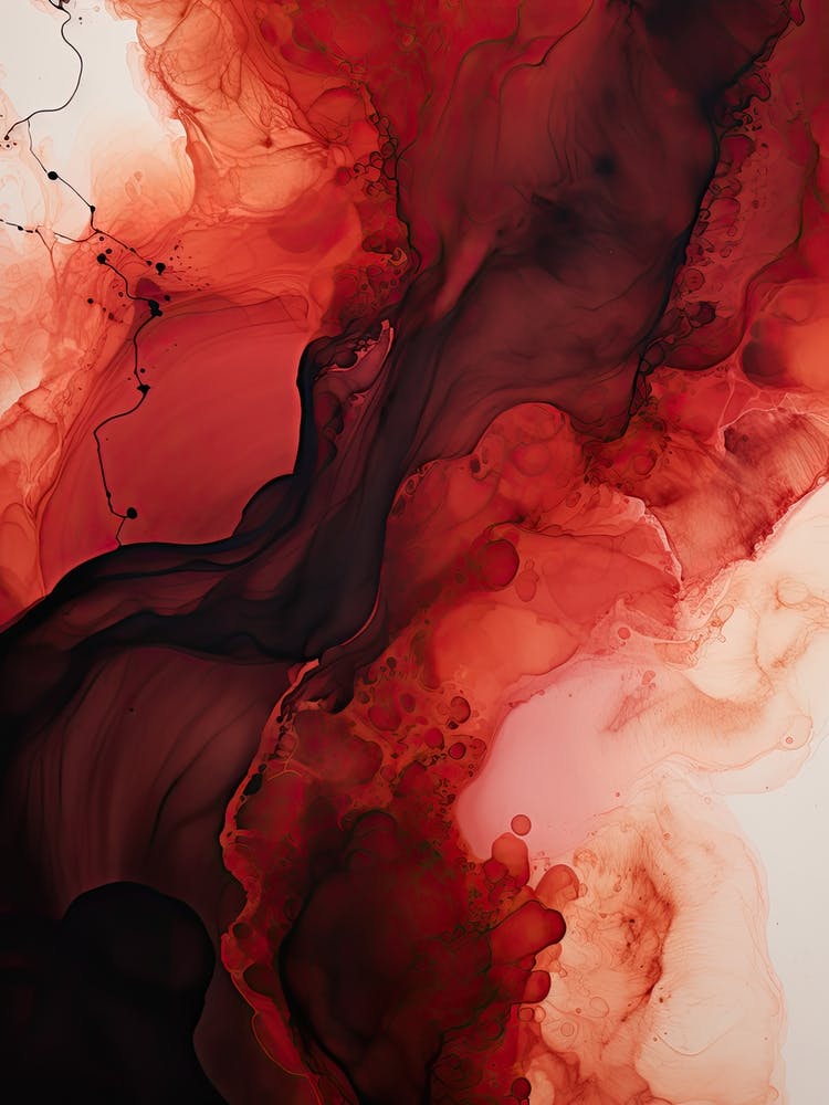 Red And Black Flow Asbtract Painting 2