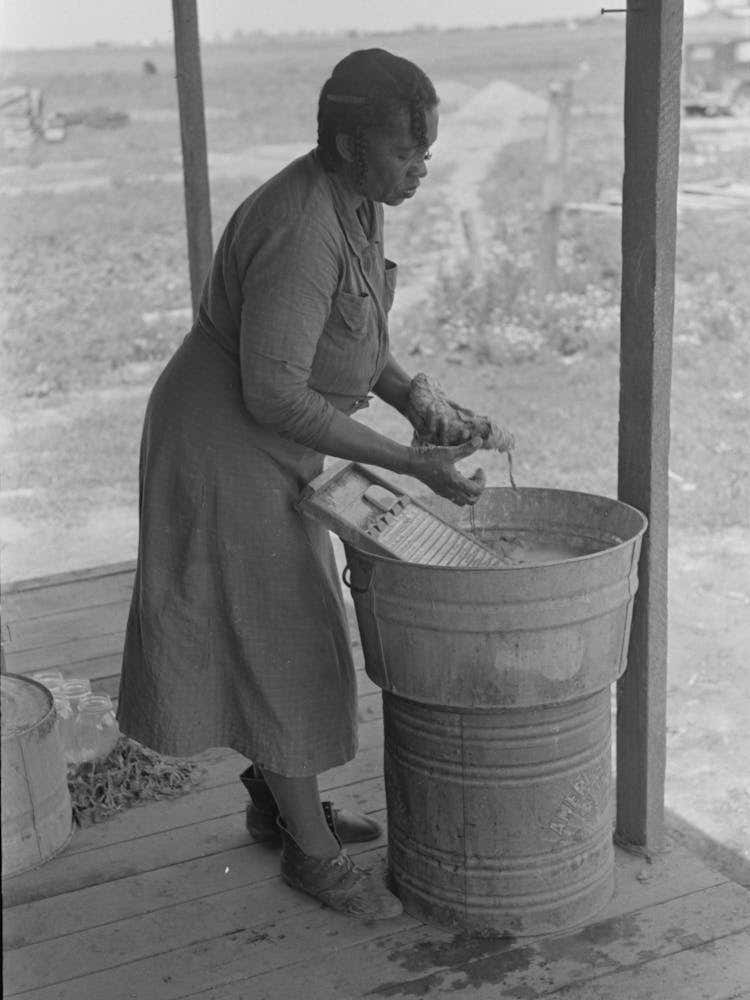 Wife Of Sharecropper Washing Clothes, Southeast Missouri Farms By Russell Lee