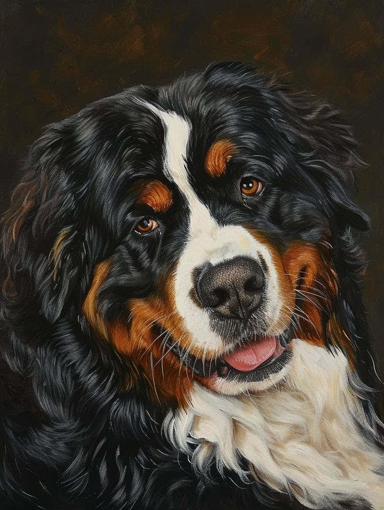 Burnese Mountain Dog Acrylic Painting 2