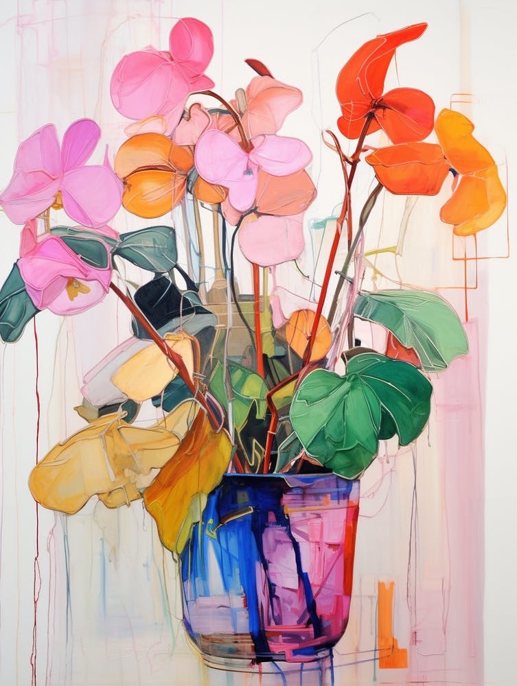 Abstract Flower Painting Cyclamen