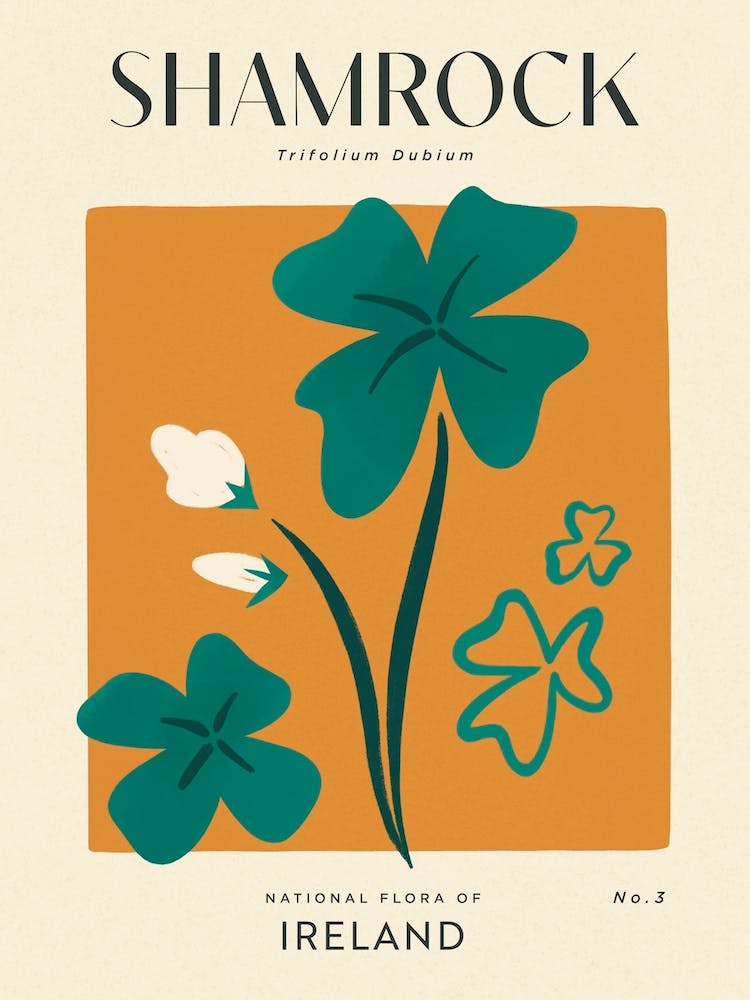 Vintage Orange And Green Shamrock Clover Of Ireland