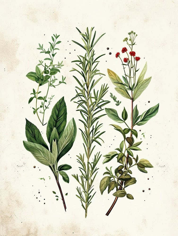 Garden Herbs Vintage Illustration 2