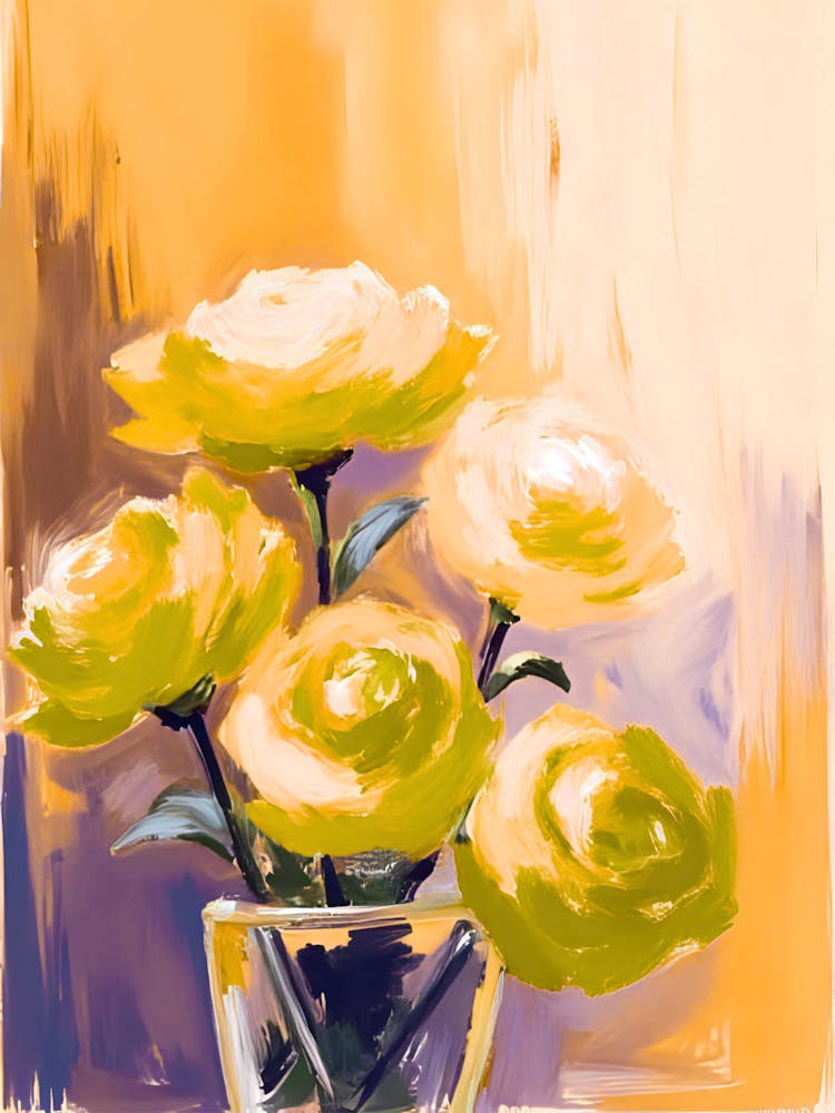 Yellow Roses In A Vase