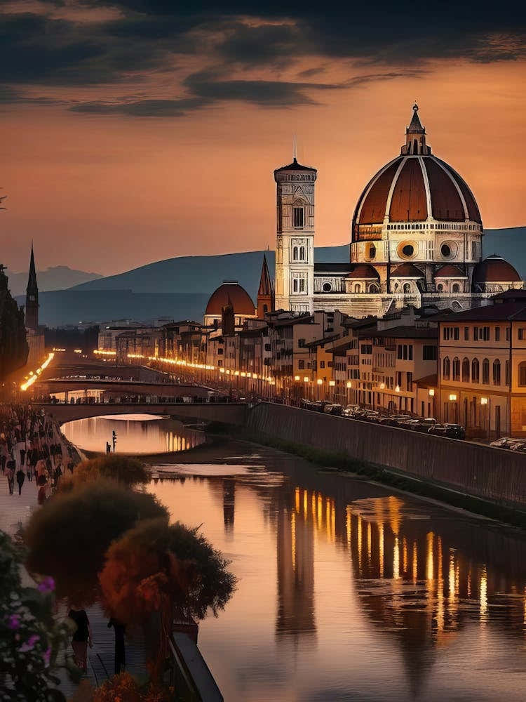 Florence Print Florence Poster Italy Print Sunset Print Italy Travel Poster Florence Illustration Florence Gift Travel Gallery