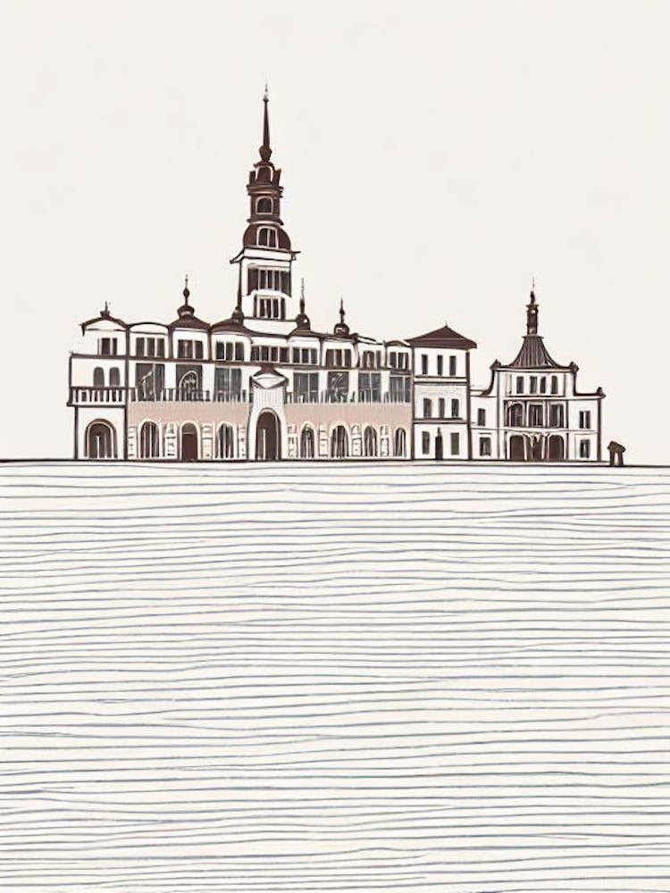 Krakow Main Square Krakow Boho Landmark Illustration