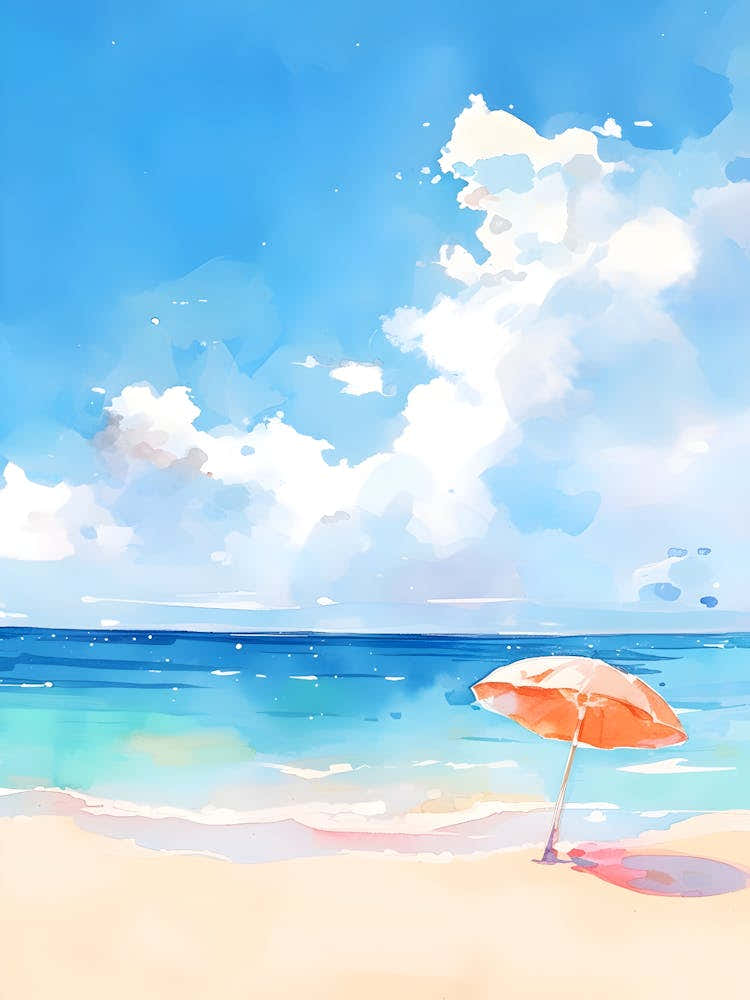 Watercolor Of A Beach
