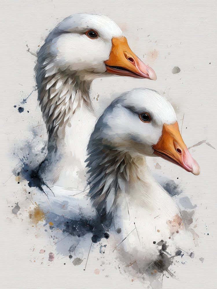Aihrgdesign Isolated Watercolor Painting Of Birds Goose With 6