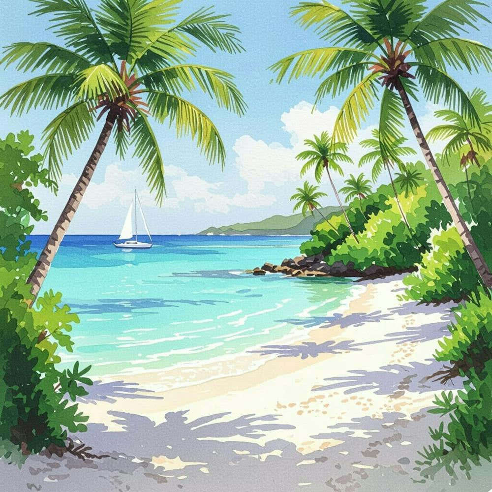 Beach With Palm Trees