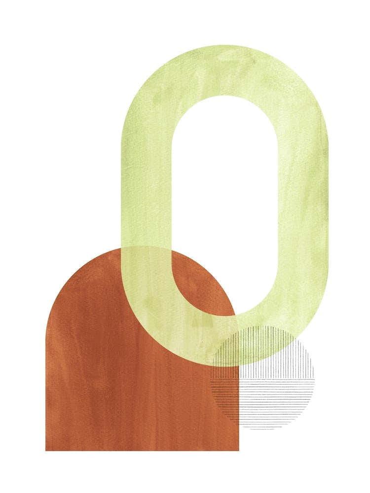 Terracotta and green geometric shapes