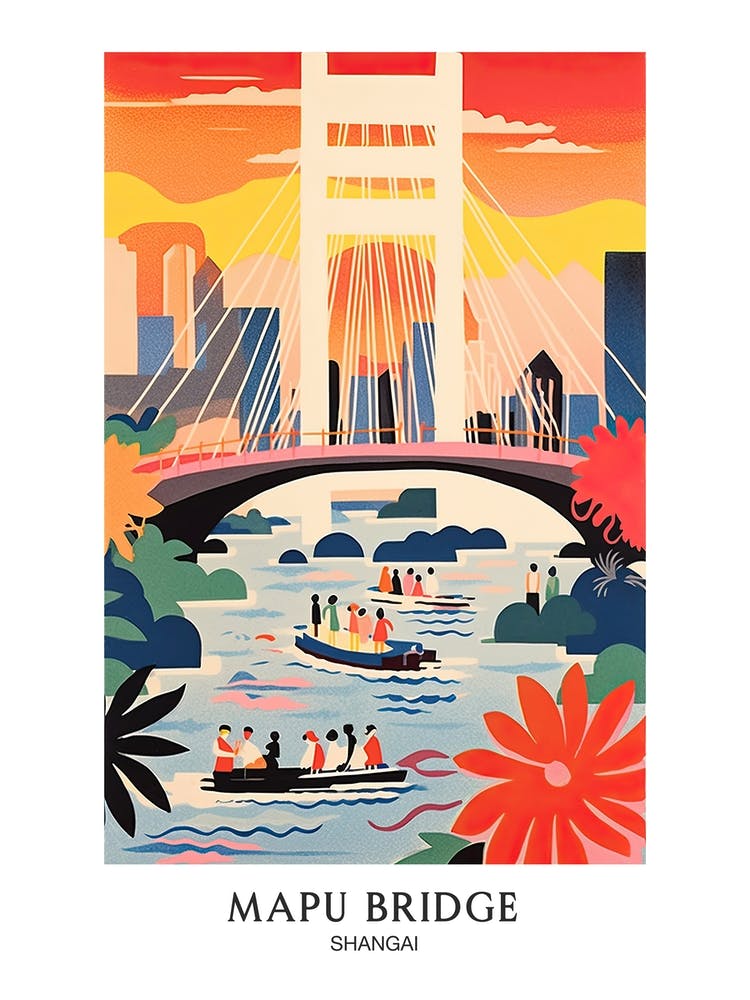 Nanpu Bridge Shangai Colourful 1 Travel Poster