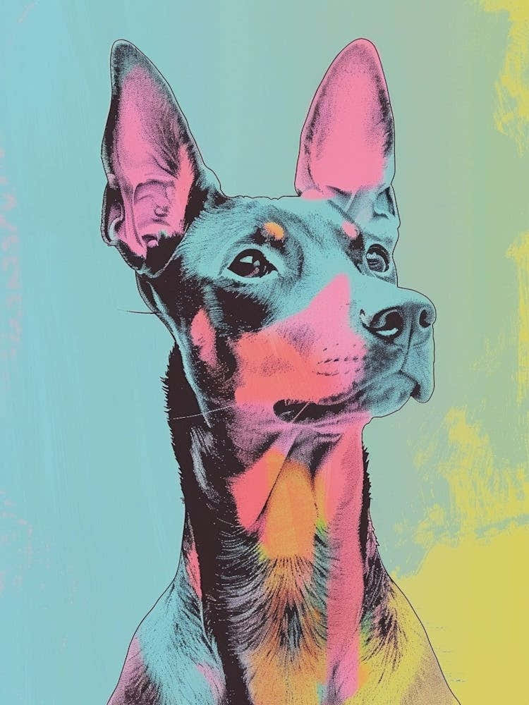 Pastel German Pinscher Dog Pastel Line Illustration  3
