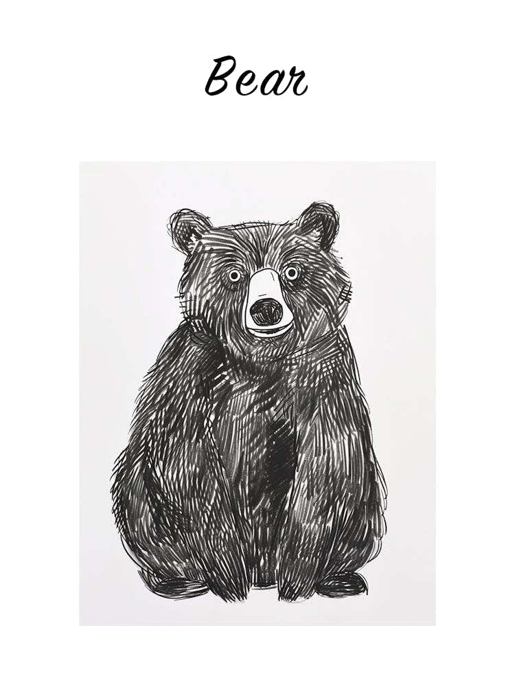 B&W Bear 2 Poster