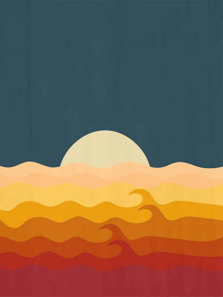 Midcentury Modern Ocean Sunrise