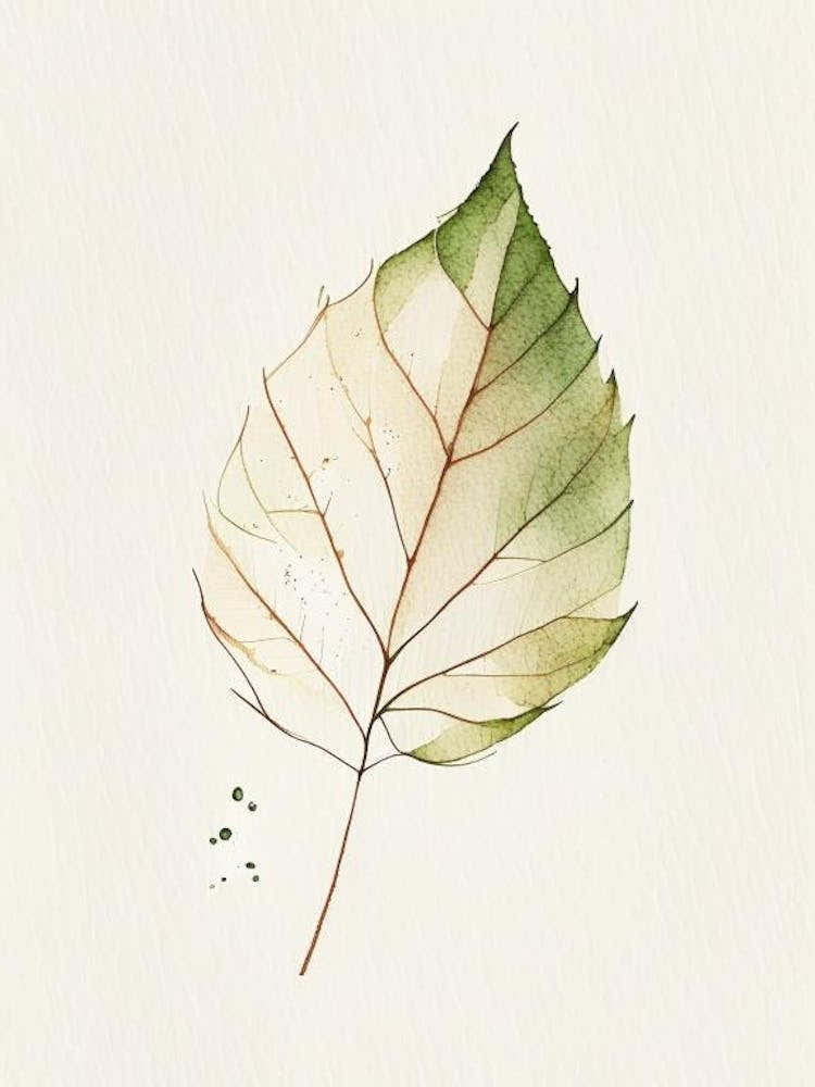 Hickory Leaf Minimalist Watercolour