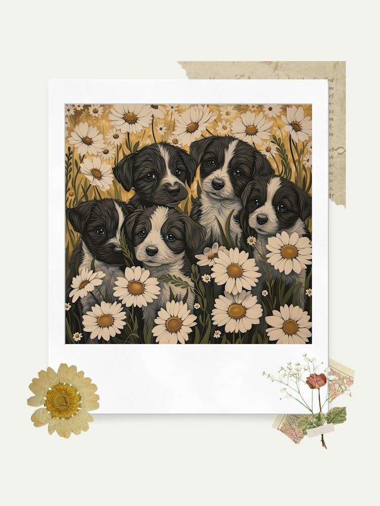 Scrapbook Puppies Fairycore Painting 1