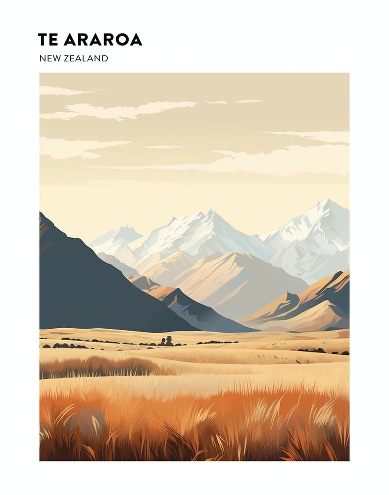 Te Araroa New Zealand 1 Hiking Trail Landscape Poster