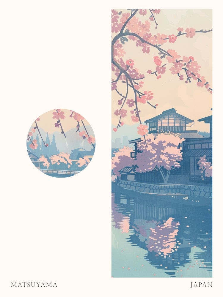 Matsuyama Japan Cut Out Travel Poster