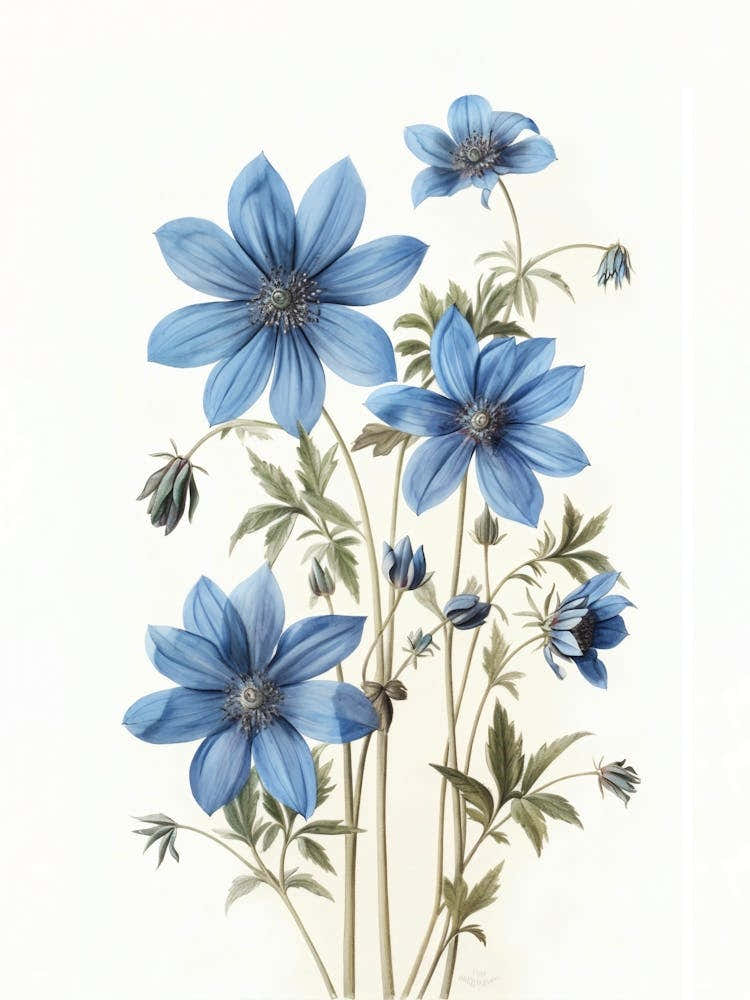 Farmhouse Blue White Flowers