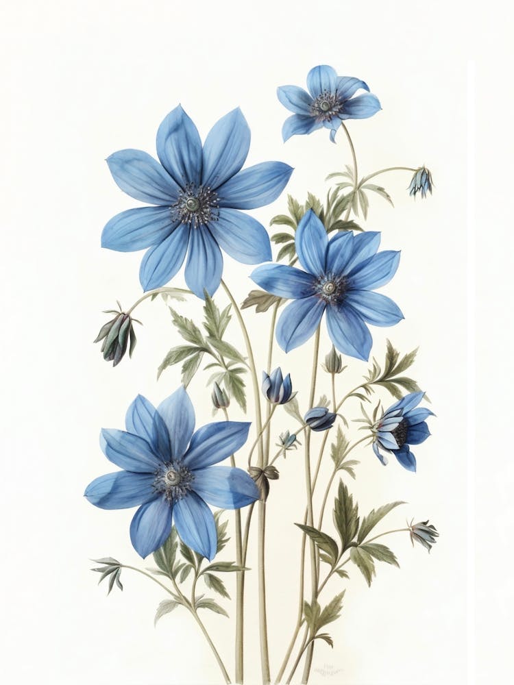 Farmhouse Blue White Flowers