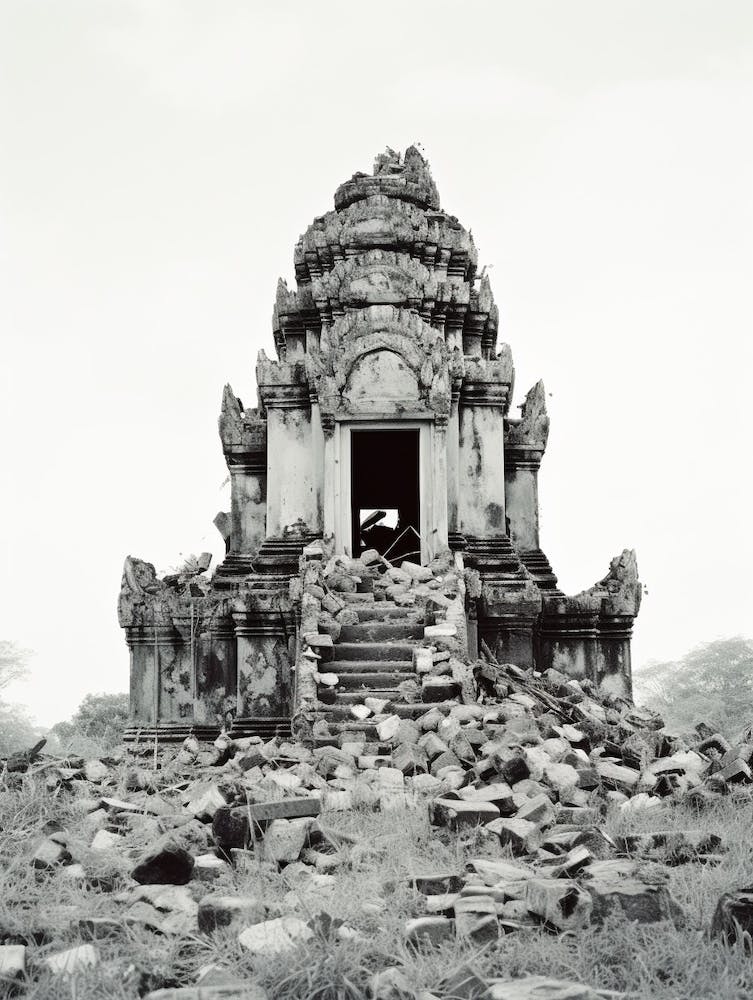 Krong Siem Reap, Cambodia, Black And White Old Photo 4